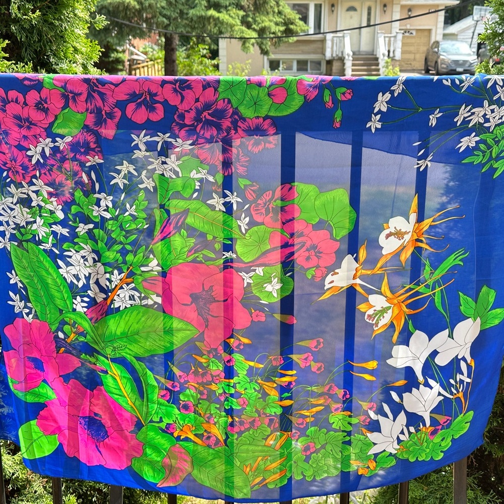 Must-Have for All Seasons! Korean Floral Silk Scarf nwot